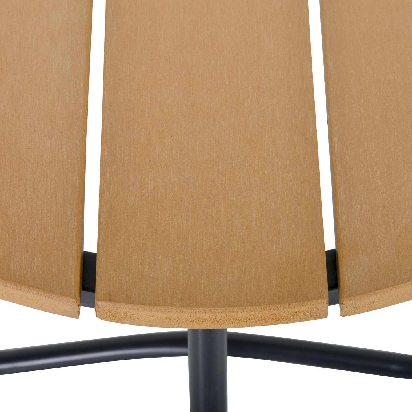 Round Outdoor Side Table Adjustable Leg Pads Natural Wood & Black