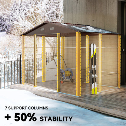 9.1x6.4ft Garden Shed, Tool Storage Sliding Door Wood Effect