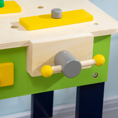Tool Bench for Kids, Wooden Workbench w/ 27 Pieces 55 x 30 x 78 cm
