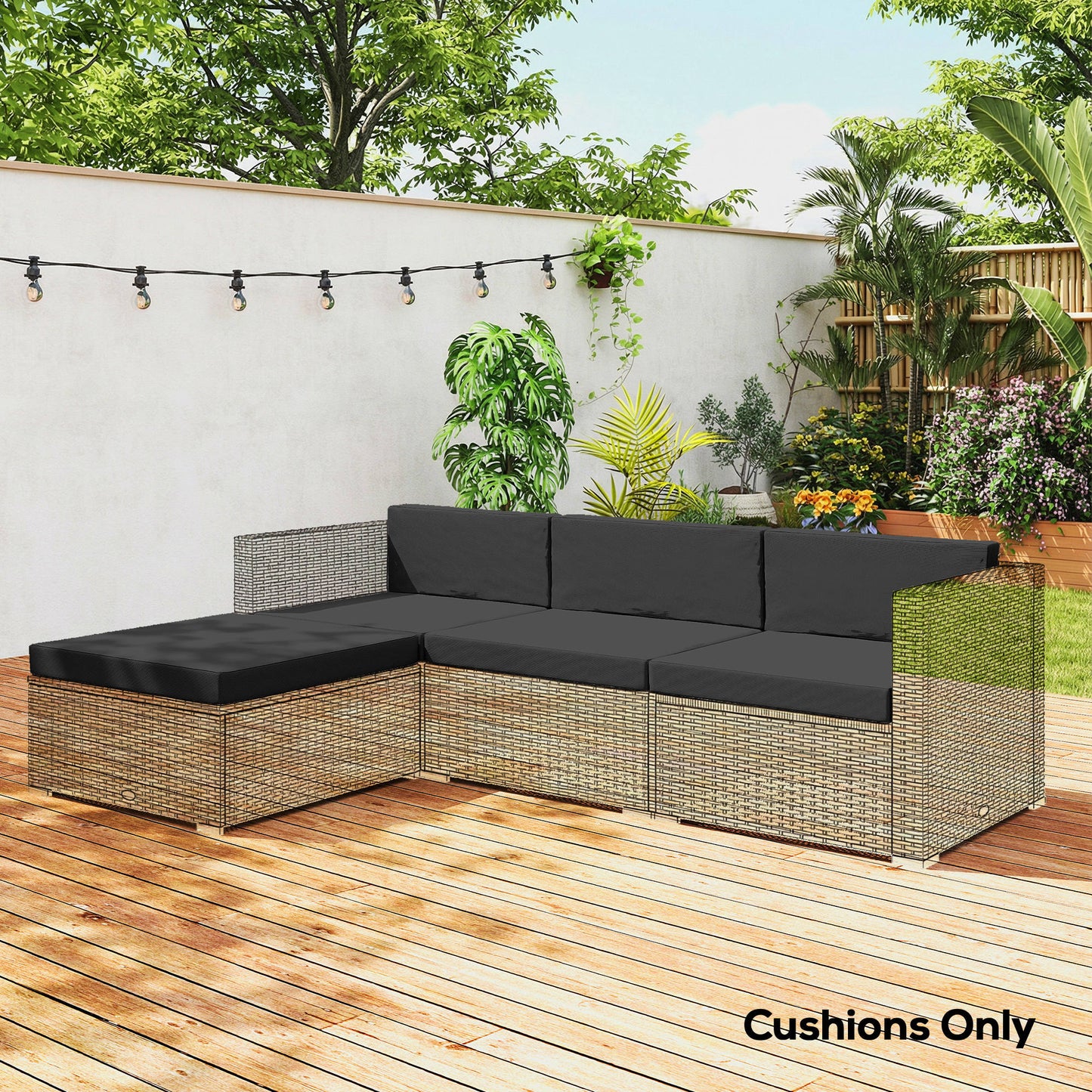 7-Piece Patio Furniture Cushions Water-Repellent 60x60cm, Black