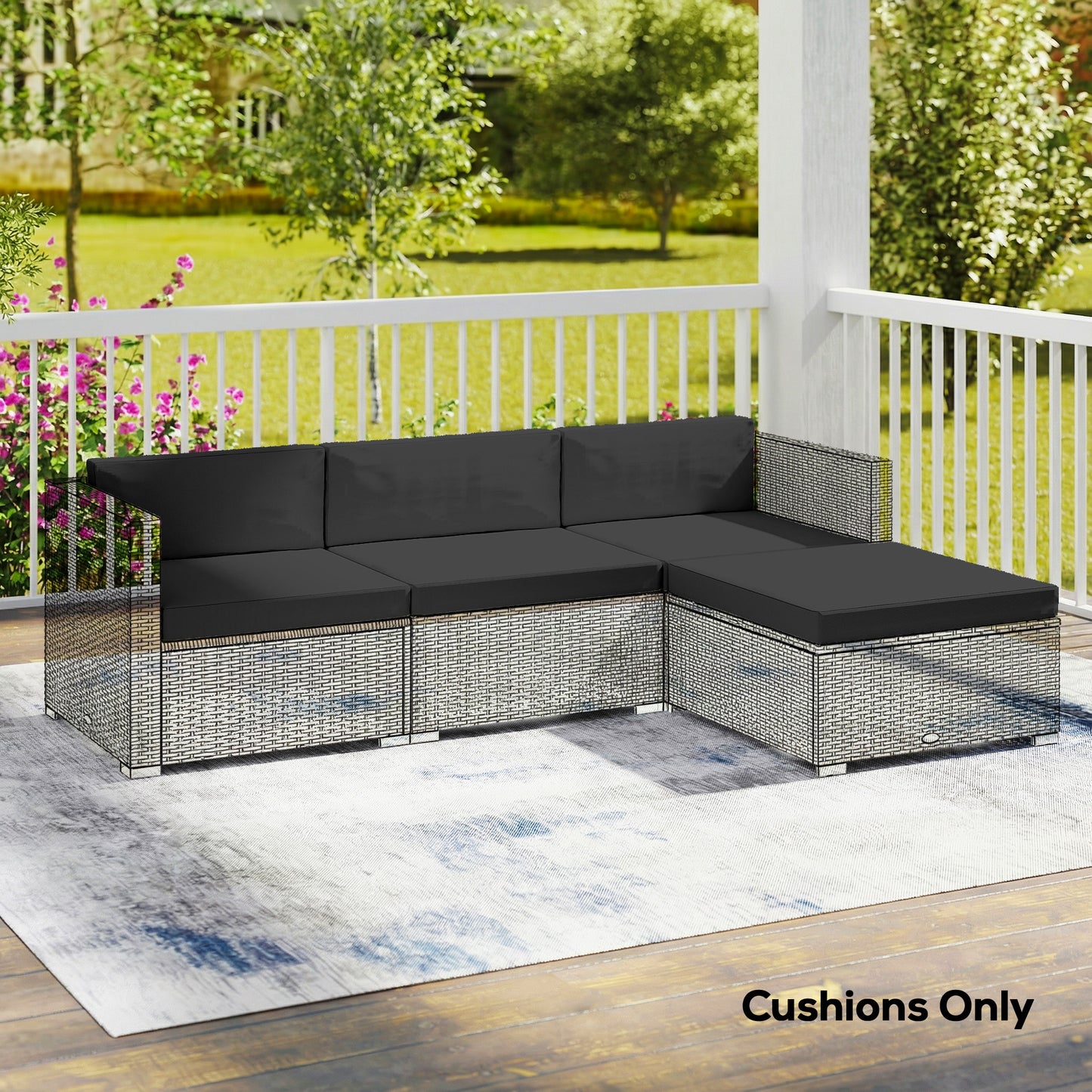7-Piece Patio Furniture Cushions Water-Repellent 60x60cm, Black