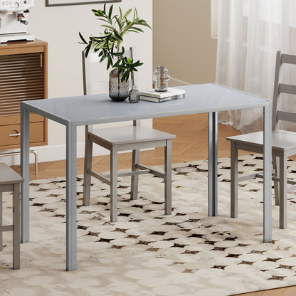 Modern Rectangular 4 Seater Dining Table with Tempered Glass Top
