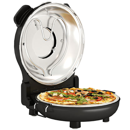 1200W Pizza Oven, Pizza Maker, 5-Min Crisp, Dual Knob Control, Black