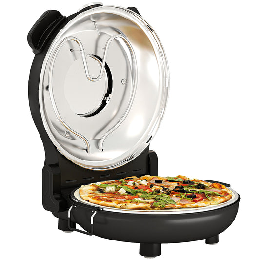 1200W Pizza Oven, Pizza Maker, 5-Min Crisp, Dual Knob Control, Black