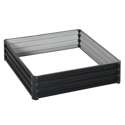 Raised Garden Bed Box with Weatherized Steel Frame for Vegetables, Flowers, & Herbs, 120 x 120 x 30cm, Grey