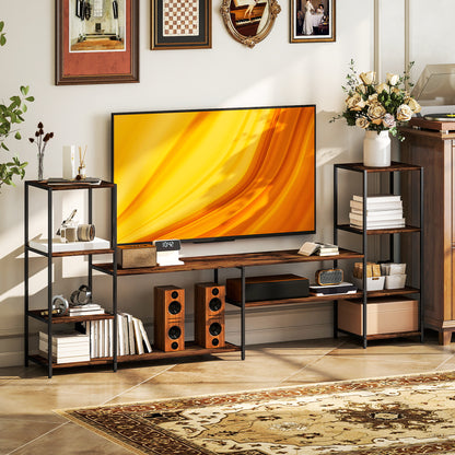 TV Unit for TVs up to 60 Inches, Industrial TV Stand with Shelves