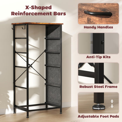 Fabric Chest of Drawers, 5 Drawer Dresser for Bedroom, Rustic Brown