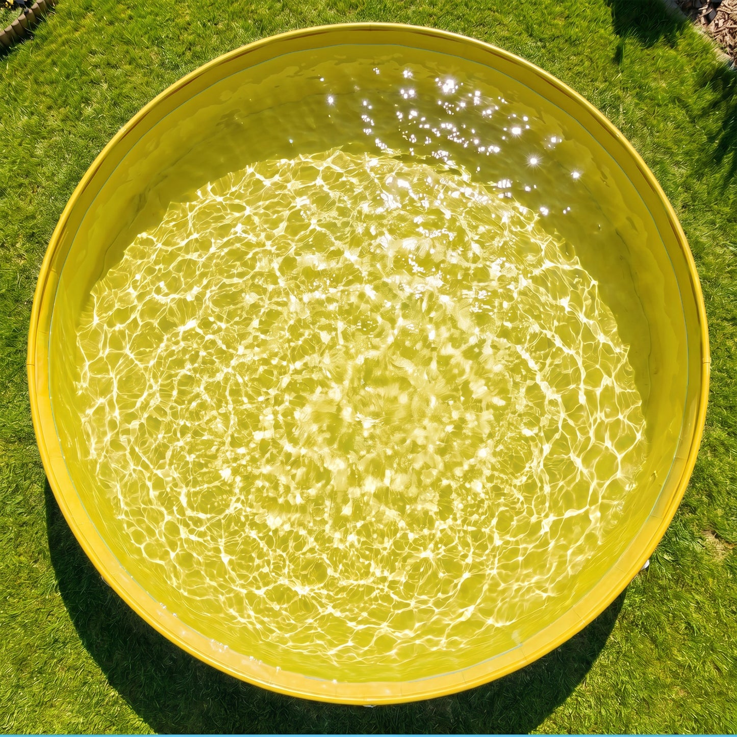 Foldable Dog Pool for Puppies and Ducks, Thickened PVC Dog Paddling Pool Bath Tub Hard Board, Anti-Slip Bottom and Hose Adapter for Easy Drainage, 140 x 30cm, Blue and Yellow