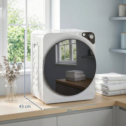 5kg Vented Tumble Dryer, 1000W Compact Tumble Dryer with 5 Drying Modes, Stainless Steel Tub, Freestanding Stackable Clothes Drying Machine, White