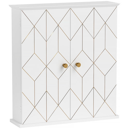 Bathroom Wall Cabinet, Wall Cupboard with Adjustable Shelf, White