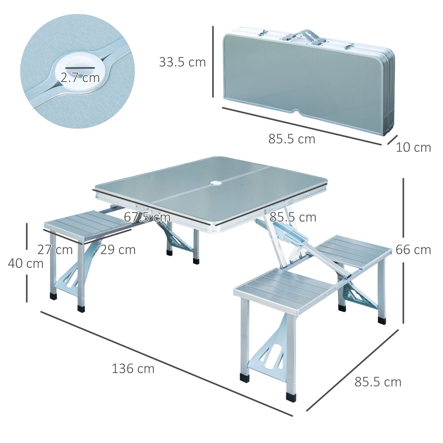 Portable Folding Trestle Camping Picnic Table Outdoor Chair Stools