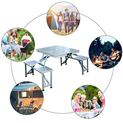 Portable Folding Trestle Camping Picnic Table Outdoor Chair Stools