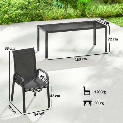 9 Pieces Patio Dining Set with Stackable Chairs, Black