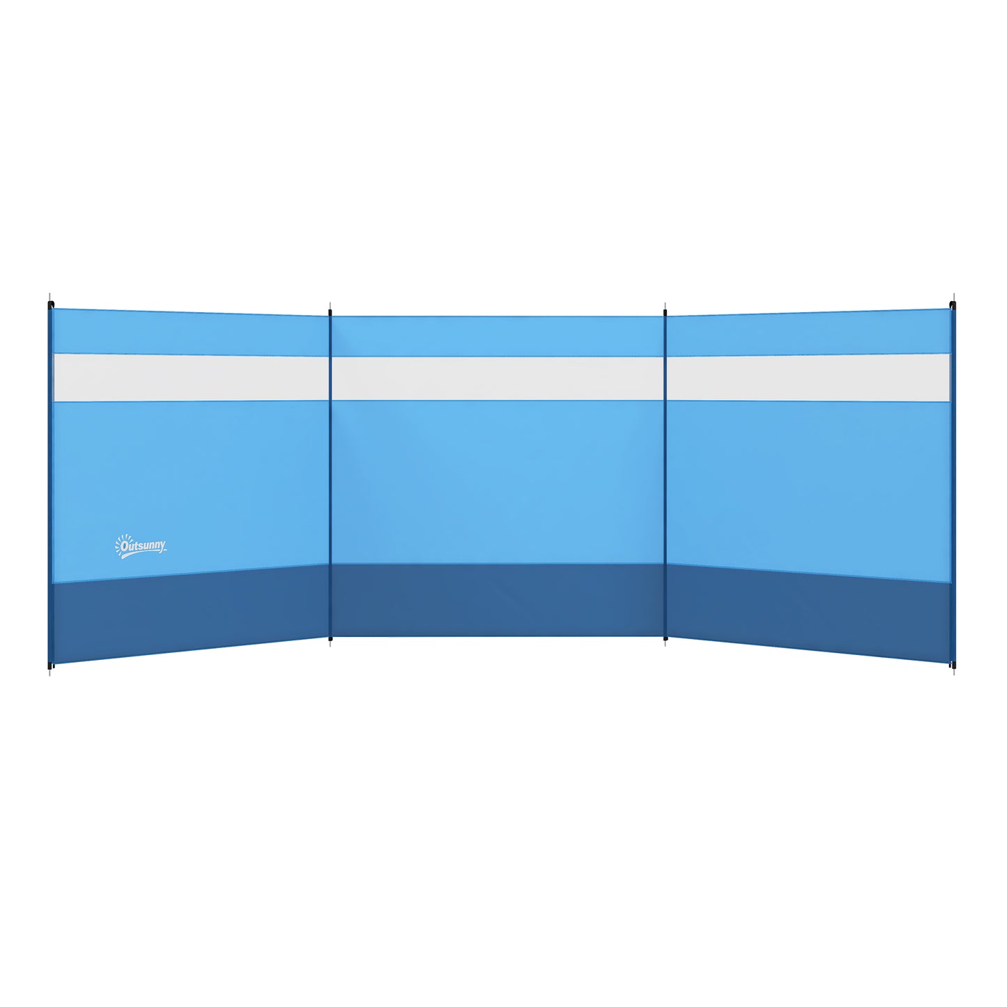 Beach/Camping Windbreaks with Clear Windows and Carry Bag, 440 x 140cm, Blue