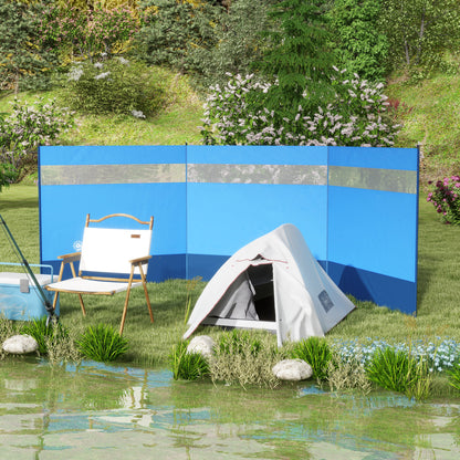 Beach/Camping Windbreaks with Clear Windows and Carry Bag, 440 x 140cm, Blue