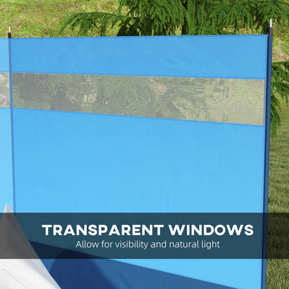 Beach/Camping Windbreaks with Clear Windows and Carry Bag, 440 x 140cm, Blue