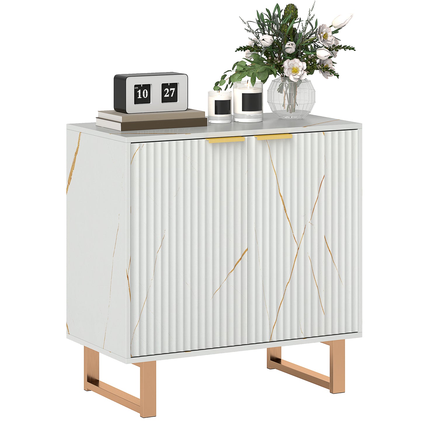 Sideboard, Buffet Cabinet with 2 Doors and Adjustable Shelves, White