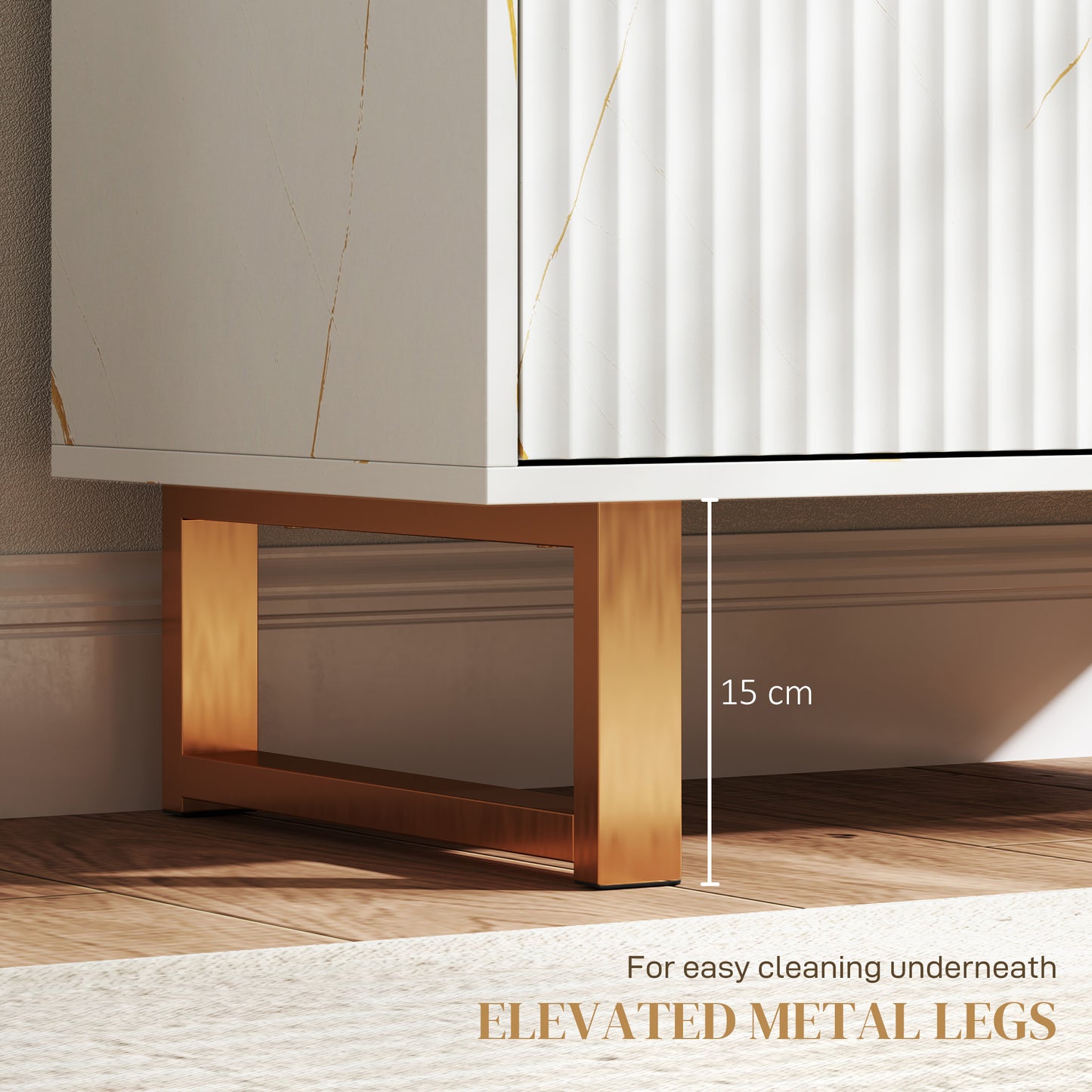 Sideboard, Buffet Cabinet with 2 Doors and Adjustable Shelves, White