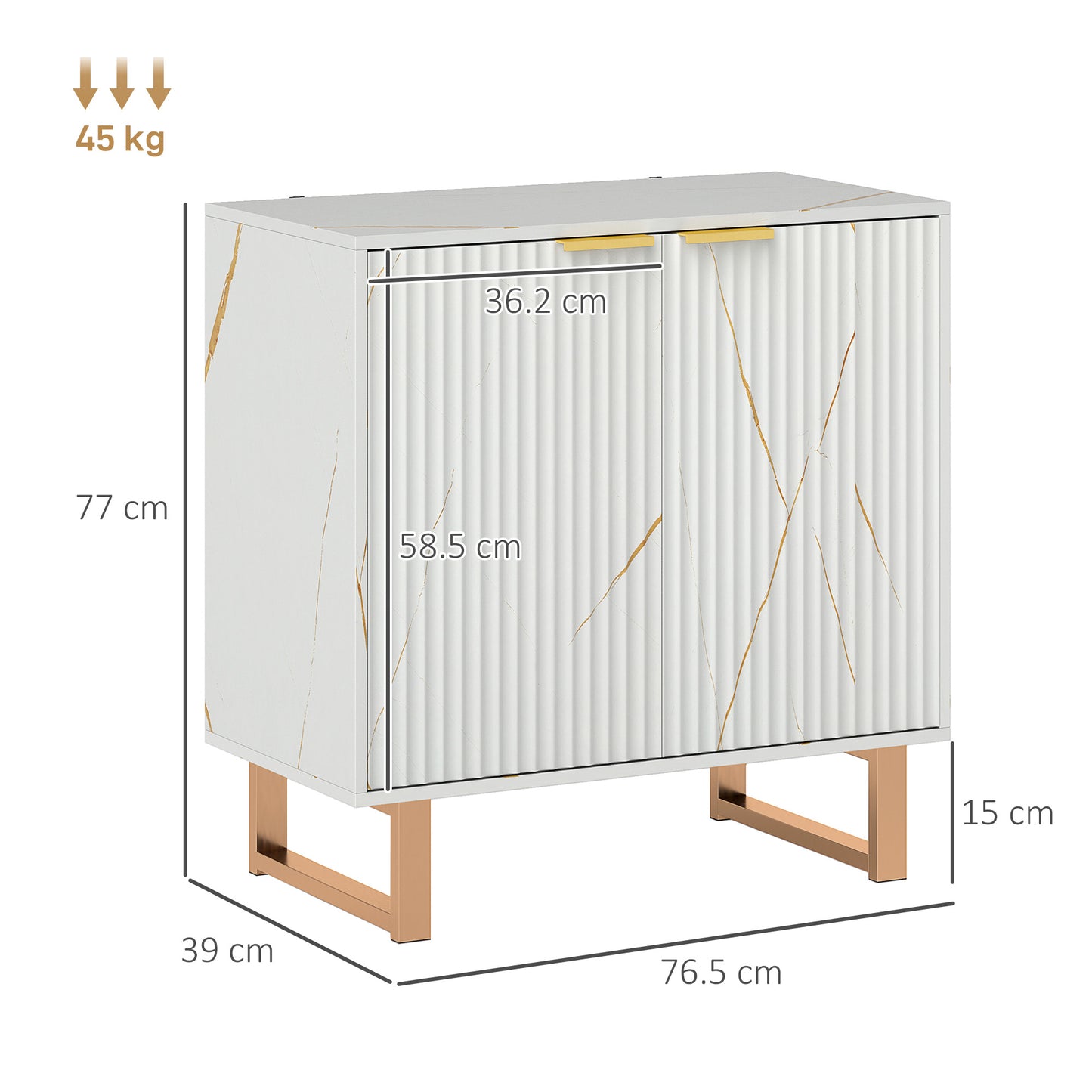 Sideboard, Buffet Cabinet with 2 Doors and Adjustable Shelves, White