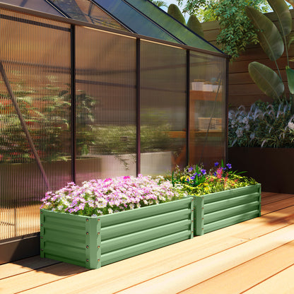 Set of 2 Raised Garden Bed Galvanised Planter Box, Light Green