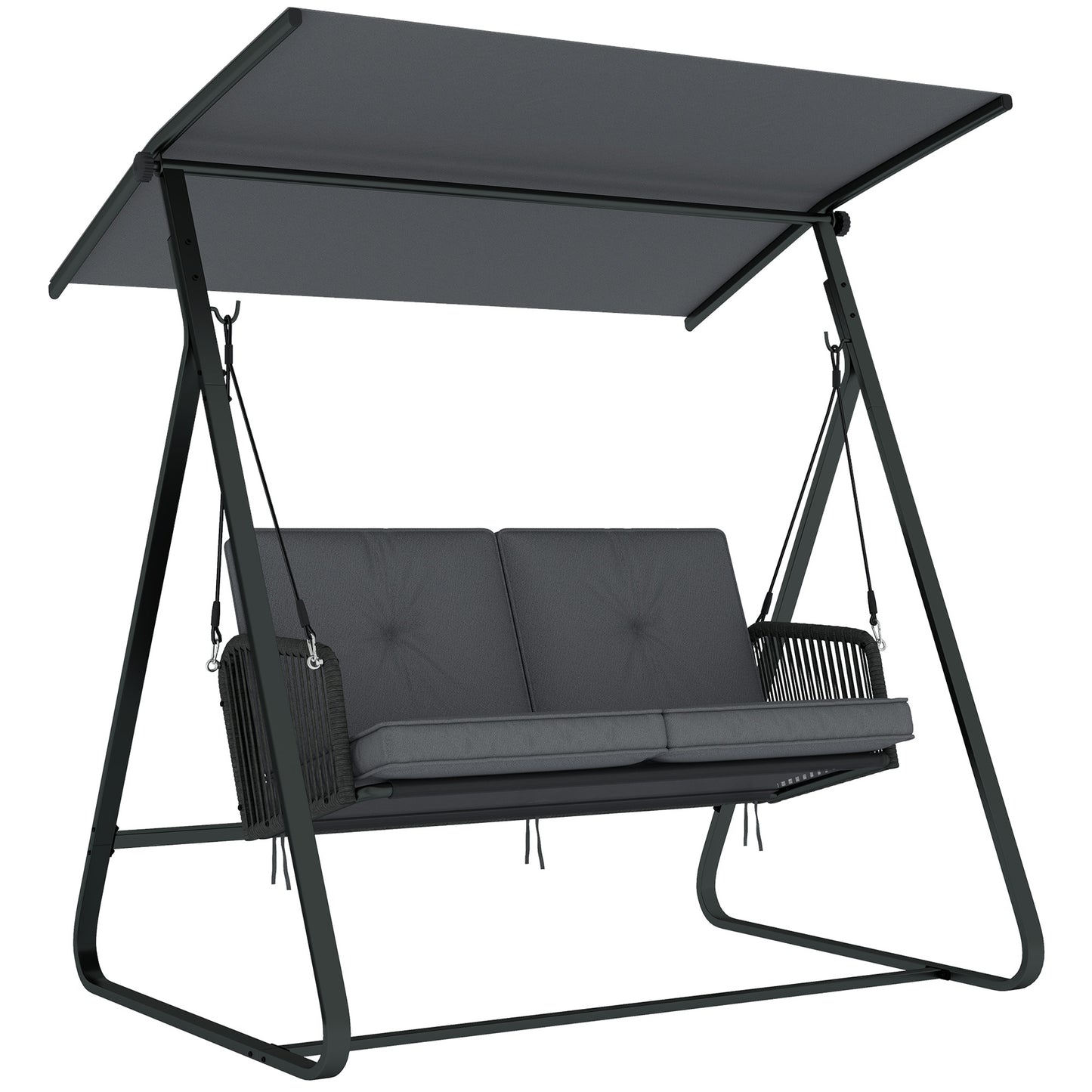 2-Seater Rattan Swing Chair, Outdoor Garden Hanging Swing Seat