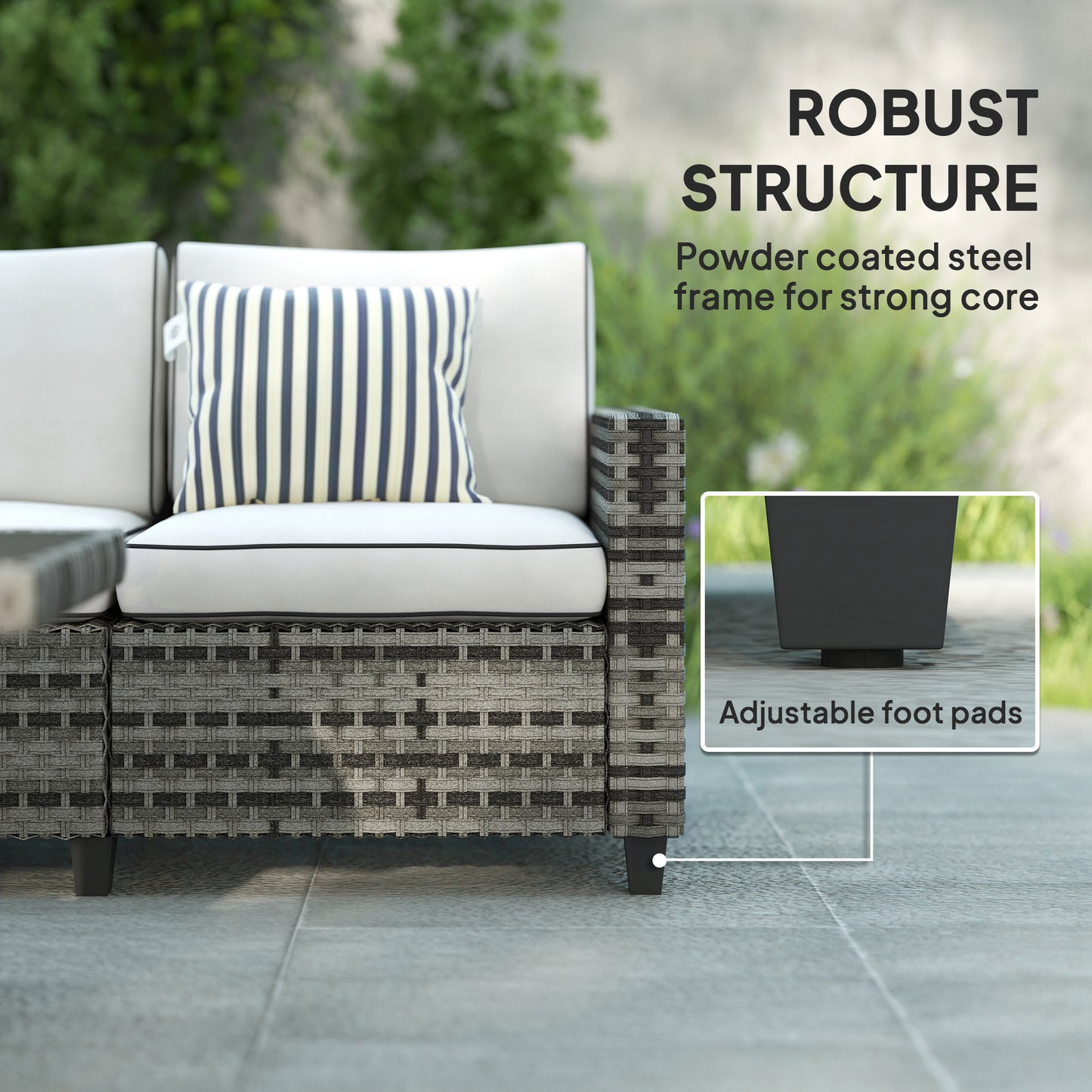 5 Seater Wicker Outdoor Furniture Set for Balcony, Light Grey