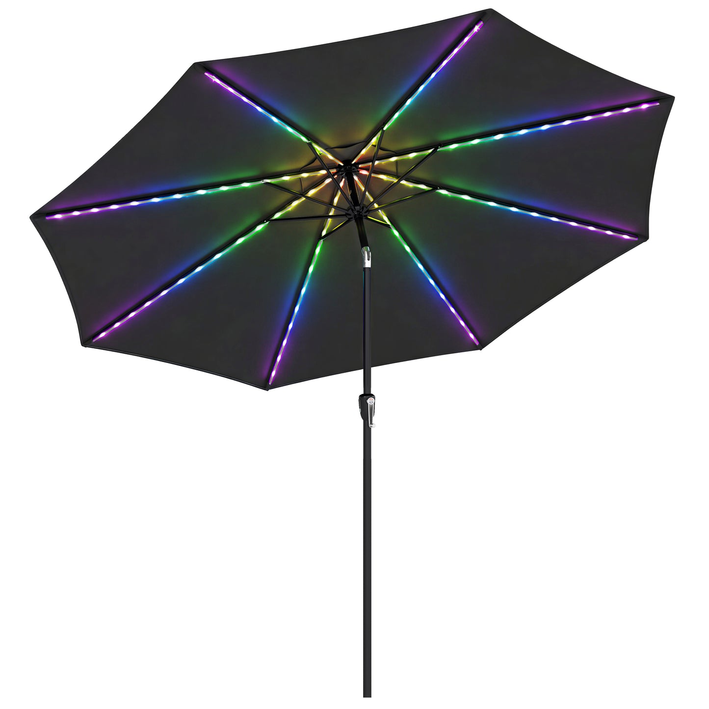 3 m Garden Parasol Umbrella with LED Lights, Patio Umbrella Black