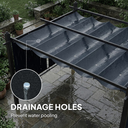 Garden Pergola with Retractable Roof Canopy, Dark Grey