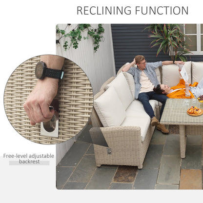 5 PCS Reclining PE Rattan Garden Dining Set Patio Outdoor Furniture