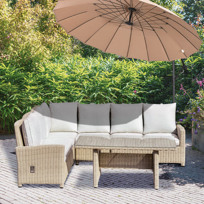 5 PCS Reclining PE Rattan Garden Dining Set Patio Outdoor Furniture