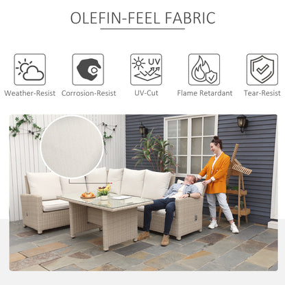 5 PCS Reclining PE Rattan Garden Dining Set Patio Outdoor Furniture