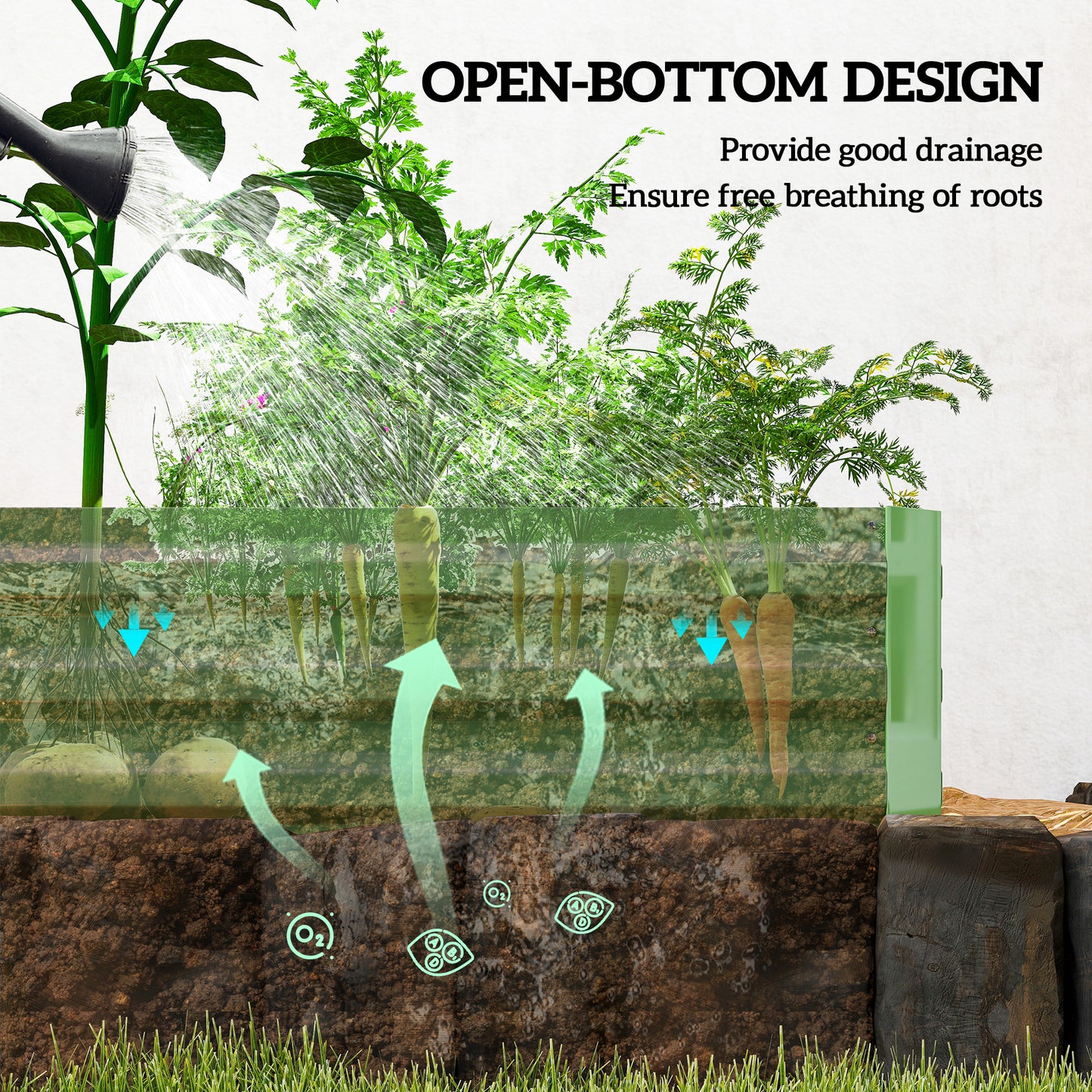Galvanised Raised Garden Bed Metal Planter Box, Light Green
