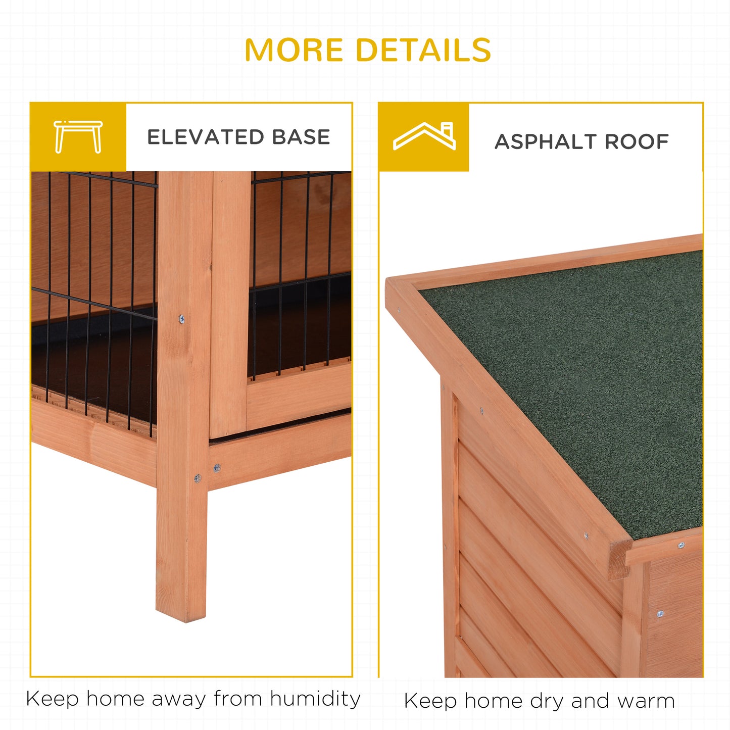 4.5FT Rabbit Hutch Outdoor Guinea Pig Hutches Bunny Cage with Sliding Trays, Orange