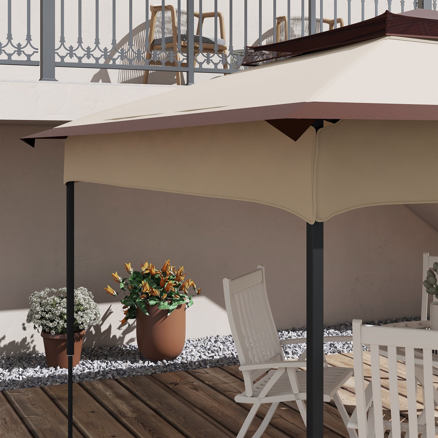 3.25mx3.25m 2-Tier Gazebo Cover Replacement, 30+ UV Protection, Beige