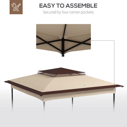 3.25mx3.25m 2-Tier Gazebo Cover Replacement, 30+ UV Protection, Beige