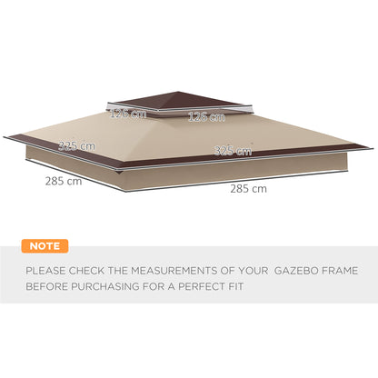 3.25mx3.25m 2-Tier Gazebo Cover Replacement, 30+ UV Protection, Beige