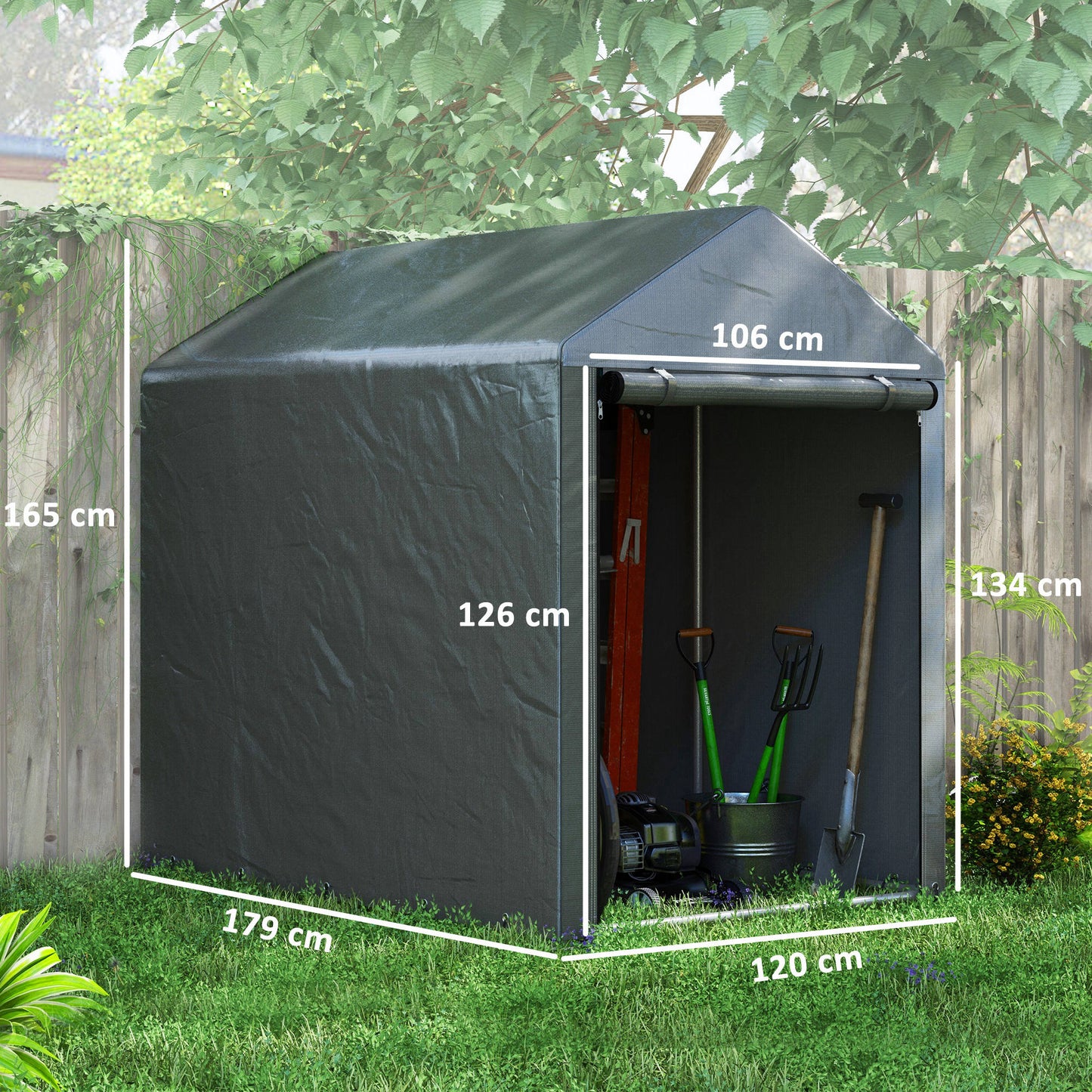 1.2 x 1.8m Portable Garden Shed for Motorbikes, Garden Tools, Bikes