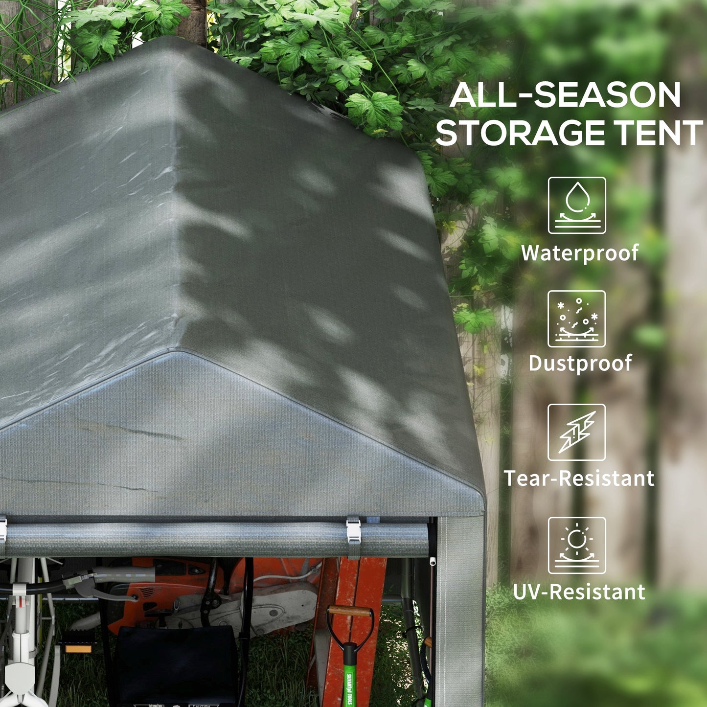 1.2 x 1.8m Portable Garden Shed for Motorbikes, Garden Tools, Bikes
