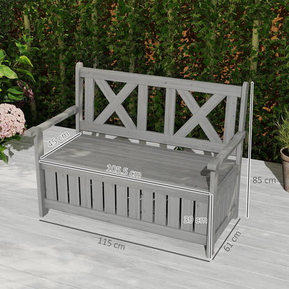 Wood Storage Garden Bench for Patio Outdoor Seating, Charcoal Grey