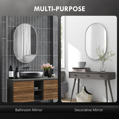 Oval Bathroom Mirror, Modern Wall Tempered Glass Mirror, 60 x 90cm