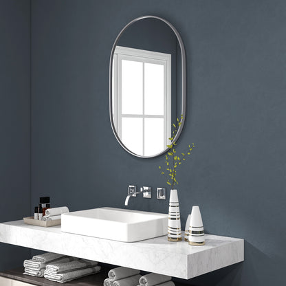 Oval Bathroom Mirror, Modern Wall Tempered Glass Mirror, 60 x 90cm