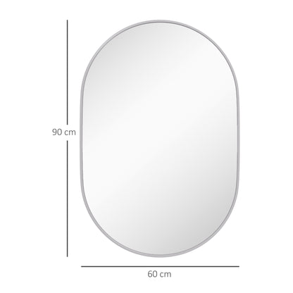 Oval Bathroom Mirror, Modern Wall Tempered Glass Mirror, 60 x 90cm