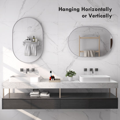 Oval Bathroom Mirror, Modern Wall Tempered Glass Mirror, 60 x 90cm