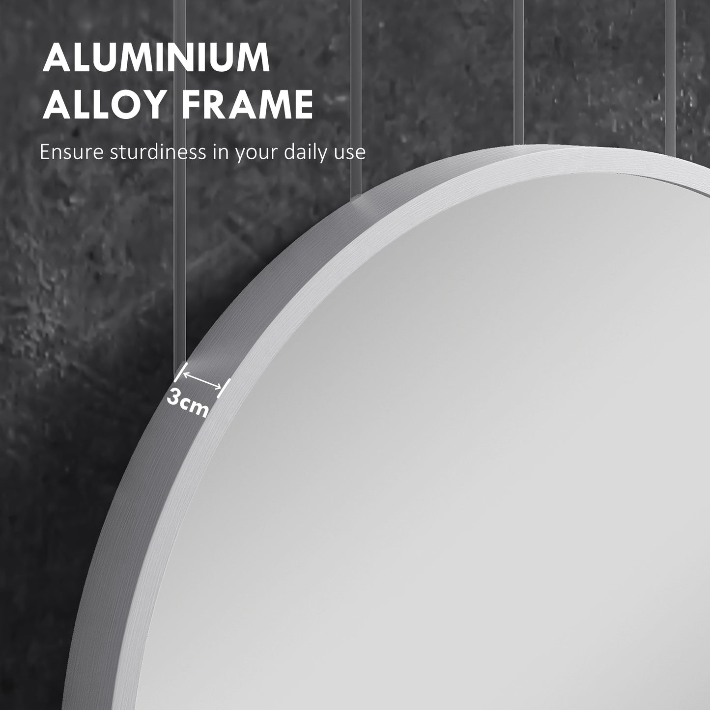 Oval Bathroom Mirror, Modern Wall Tempered Glass Mirror, 60 x 90cm