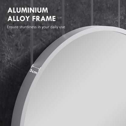 Oval Bathroom Mirror, Modern Wall Tempered Glass Mirror, 60 x 90cm