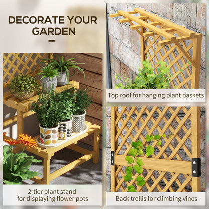 Wooden Plant Stand with Trellis for Climbing Plants, Yellow