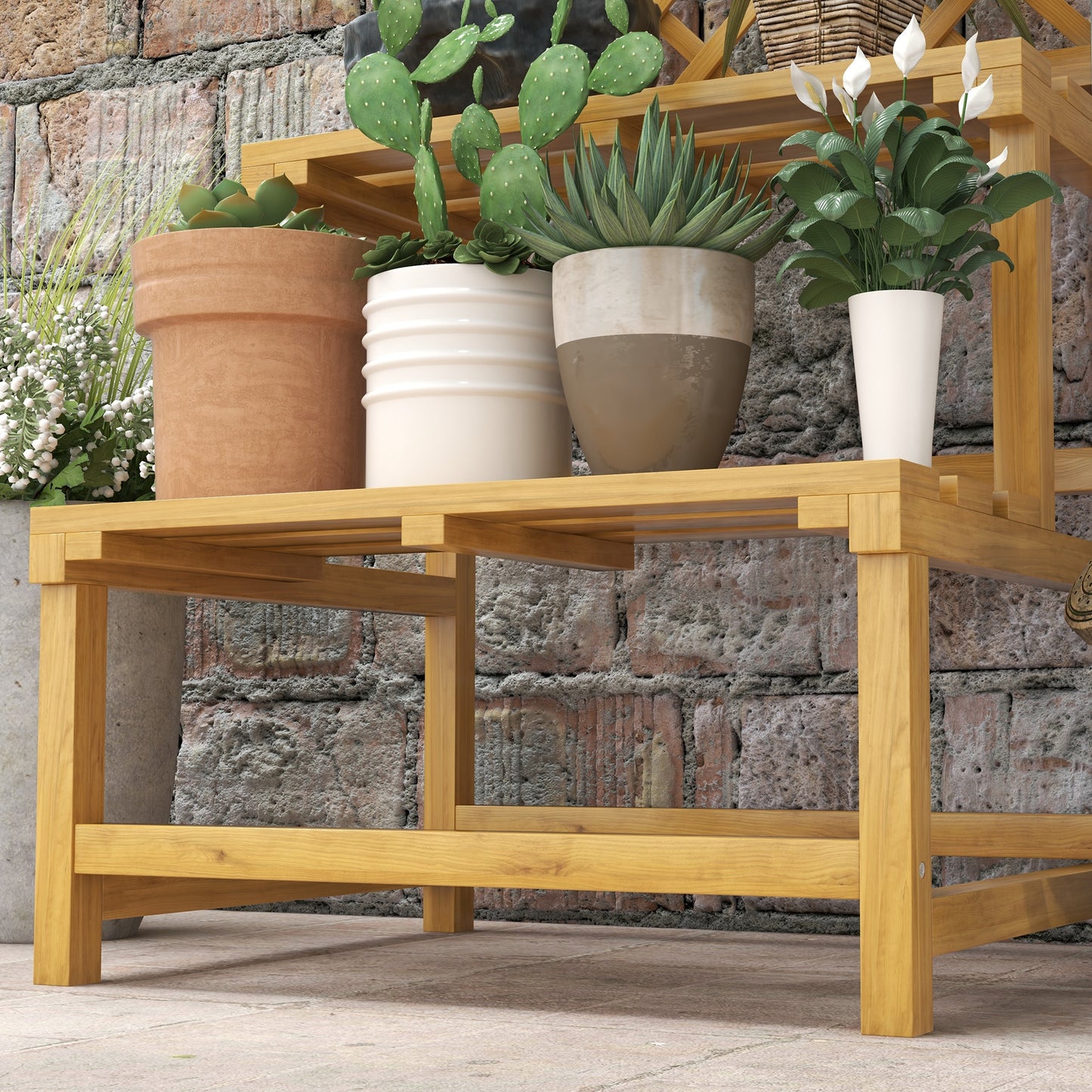 Wooden Plant Stand with Trellis for Climbing Plants, Yellow