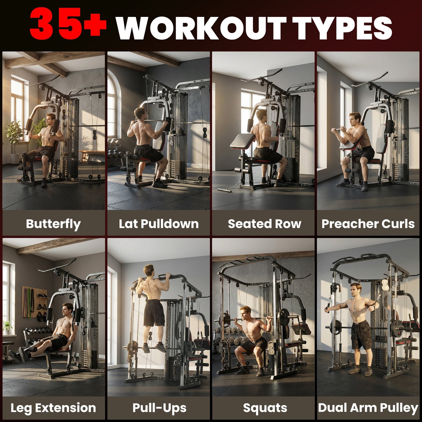 Home Gym Smith Machine with 65kg Weight Stack