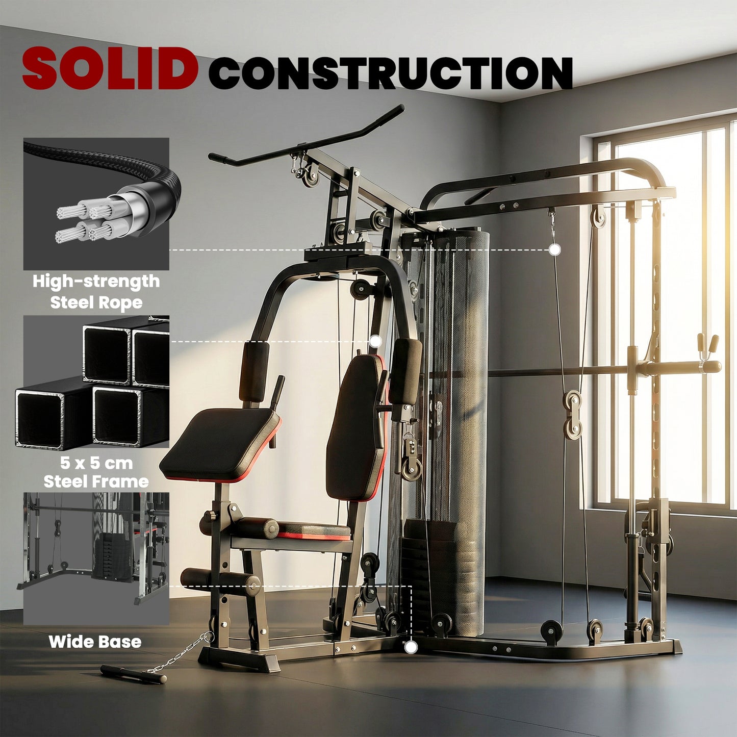 Home Gym Smith Machine with 65kg Weight Stack