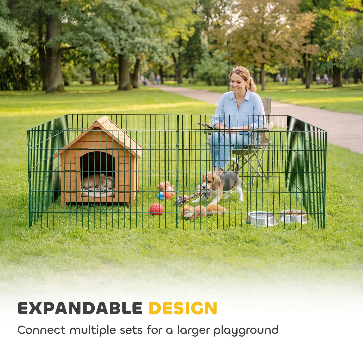 8 Panel Pet Pen, Dog Playpen for Puppies, 80 cm Height